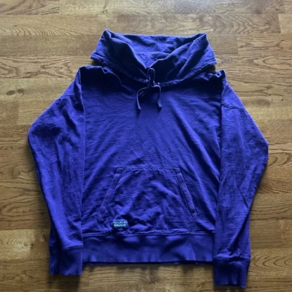 Ralph Lauren Women Kanga Pocket Shirt Top Purple Long Sleeve M Cowl TurtleNeck